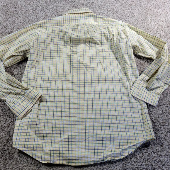 Polo Ralph Lauren Shirt Mens Medium 15.5 Yellow Blue Check Button Down Classic - Picture 6 of 7